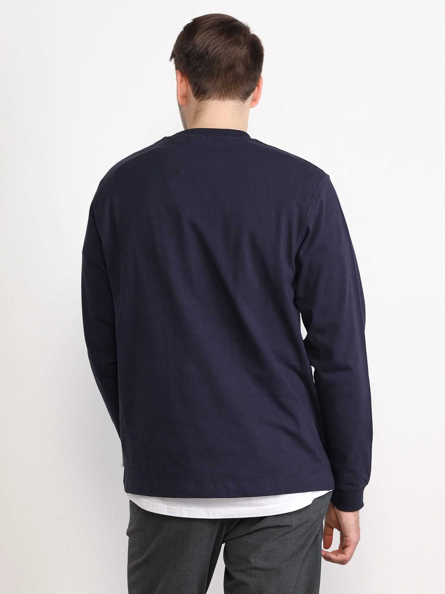 Лонгслив темно-синего цвета из хлопка 